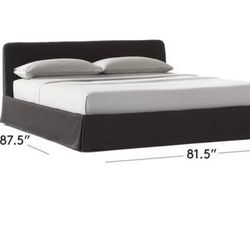 CB2 bedroom mattress and frame with boogie board for the mattress