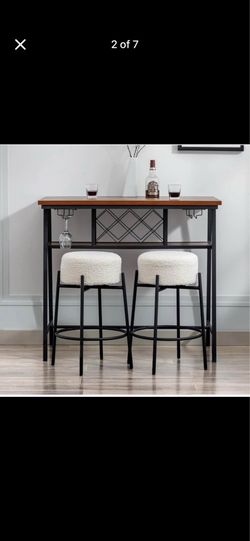 Counter Height Bar Stools (Set of 2) – White Boucle Swivel Chairs, 26” (New in Box)