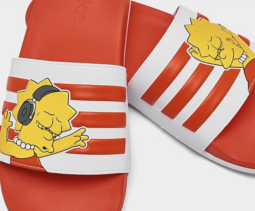 Brand New Red Lisa Simpson Adidas Slides