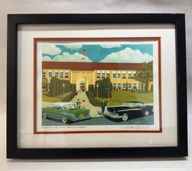 Signed Stan Cline Art Print - University High School West Los Angeles Framed (Signed & Dated 2013)