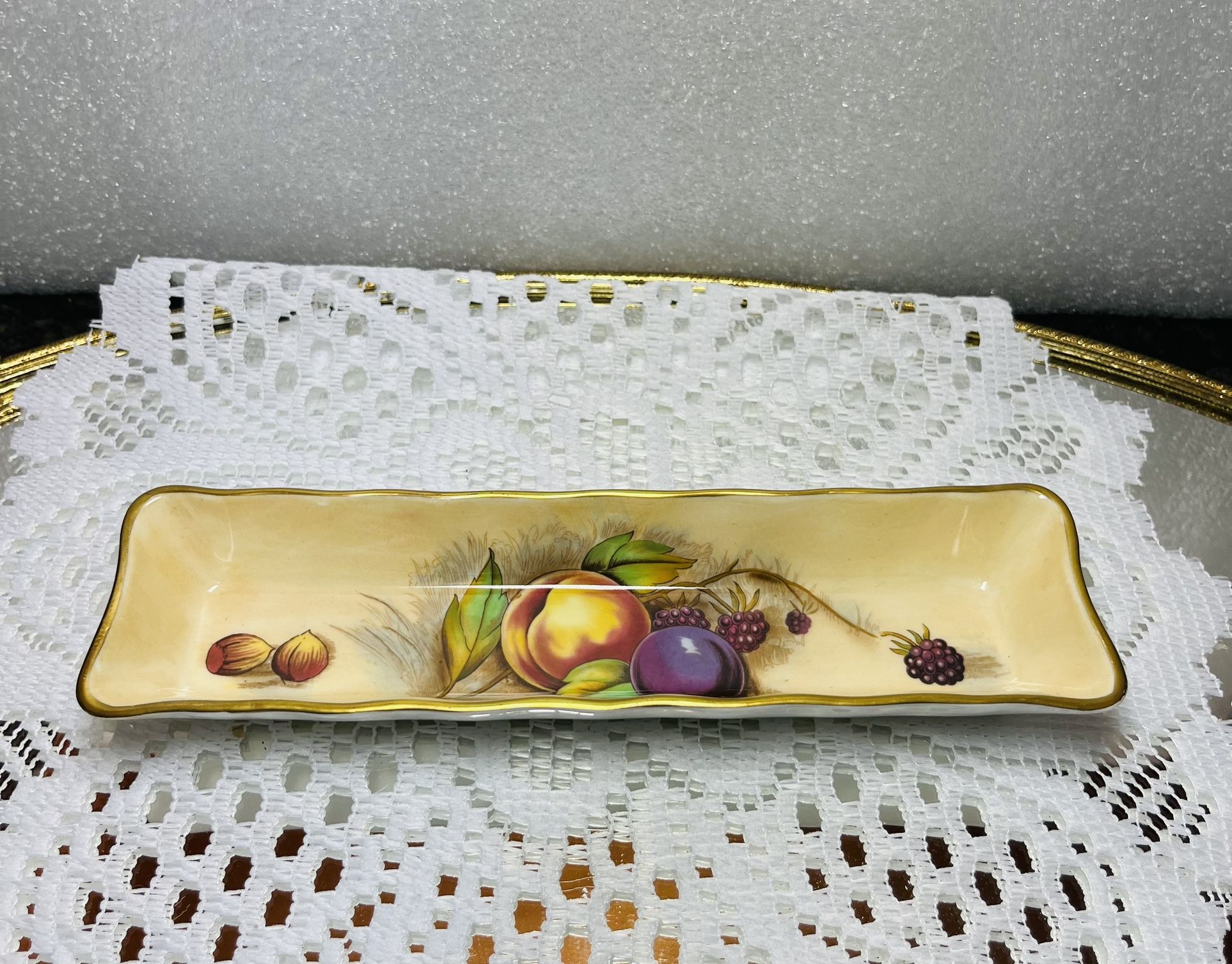 Vintage Aynsley Bone China  Orchard Pen Tray 
