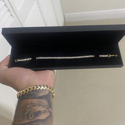 Golden Tennis Bracelet With Diamonds