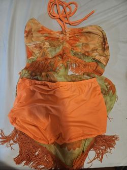 Summer Orange Bathing Suit Set