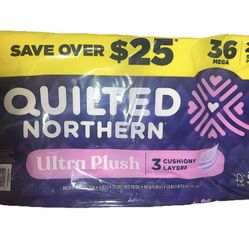 Quilted Northern Ultra Plush Toilet Paper, 36 Mega Rolls, 3-Ply, 255 Sheets per Roll – Soft, Strong & Septic Safe