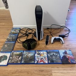 PS5 Disc edition + Dualsense Controller + Charging Dock + Games + Headset