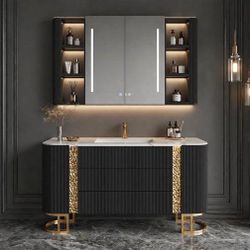 47" Vanity + Cabinet + LED Mirror Set $380