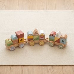 Brand New Wooden Building Block Train Set Montessori Educational Toy for Toddlers Kids