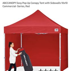 ABCCANOPY Easy Pop Up Canopy Tent with Sidewalls 10x10 Commercial, Red 