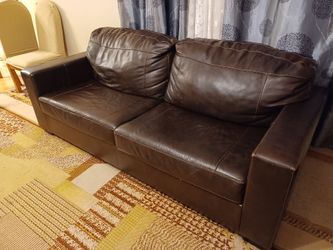 Sofa Couch Leather Brown