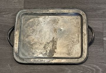 Pottery  Barn Roped edged Silver Platter