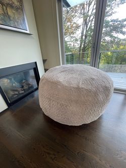 Giant overstuffed bean bag chair - cream