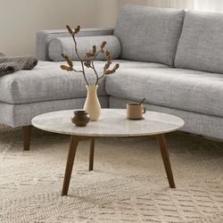 Mara 31.5" Marble Coffee Table - Walnut
