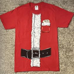 Fruit of the Loom Heavy Cotton Men’s S Red Santa Claus S/S Christmas T-Shirt