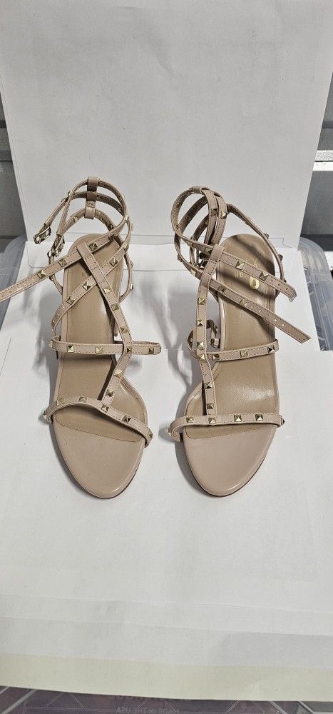 Mix No. 6 Womens Kamari Beige Ankle Strap Heels Size 8
