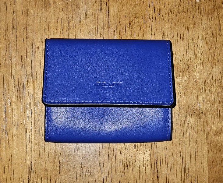 Coach Snap Wallet Sport Blue Pebble Leather (New)
