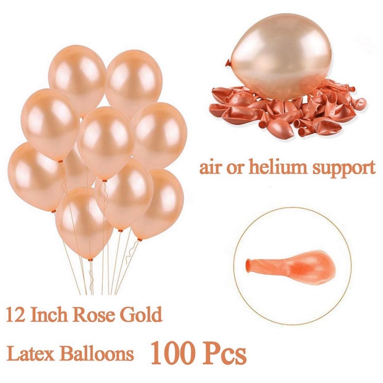 Rose Gold Hellium grade ballons, 100pcs