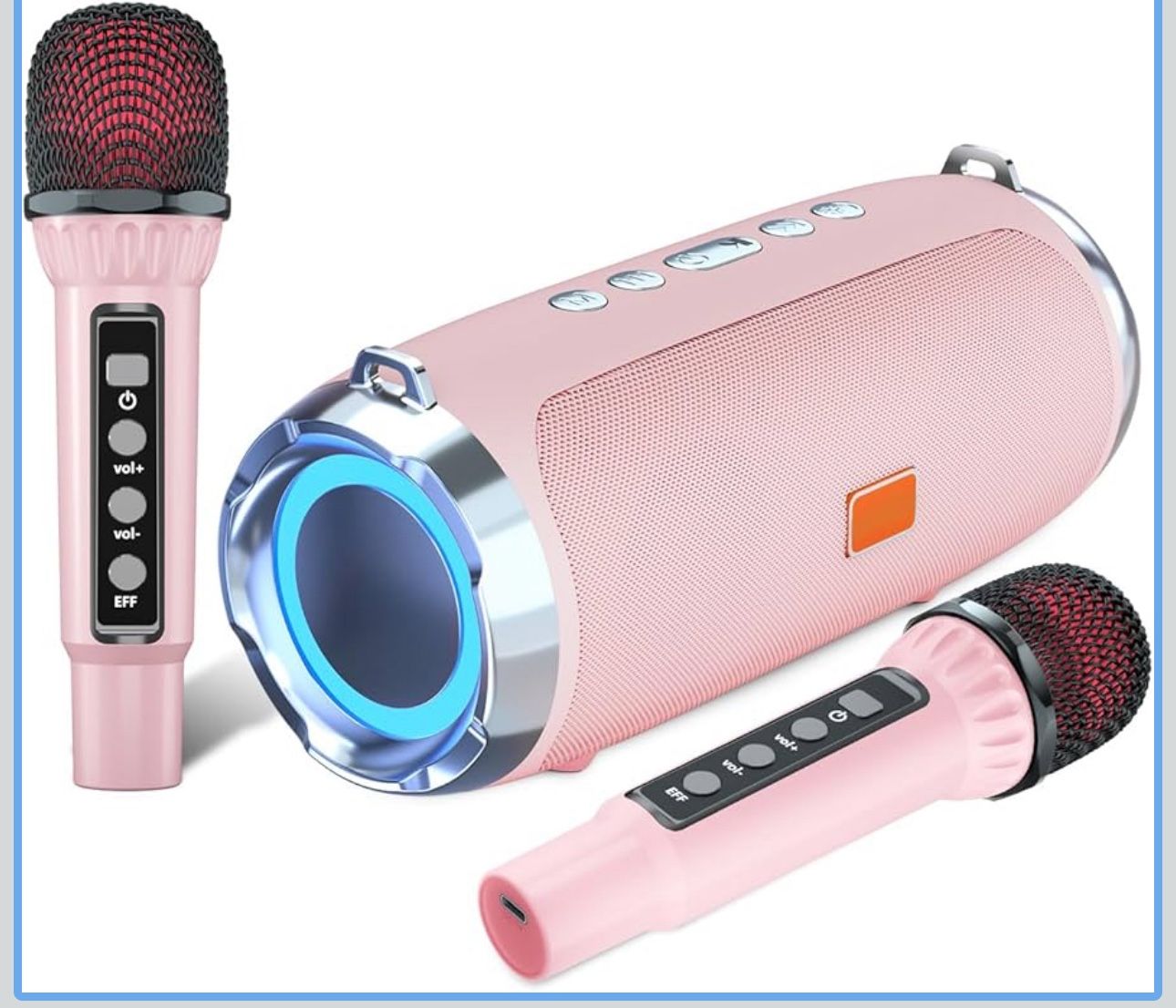 Karaoke Machine for Adult Kids, Portable Bluetooth Speaker with 2 Wireless Microphones, Singing Karaoke Player for Birthday Gift Party Family Supports