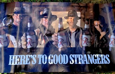Vintage Rainier Beer poster - Here's To Good Strangers, 33x18"