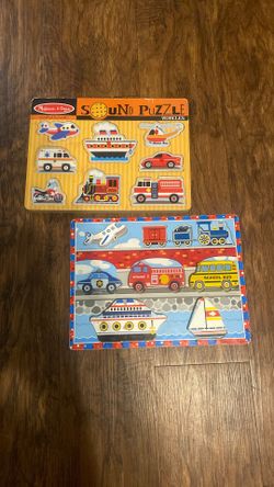 2 Melissa & Doug Vehicle Puzzles – Missing One Piece Each