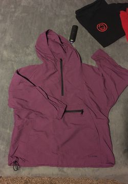 LL BEAN purple half zip winder breaker hoodie