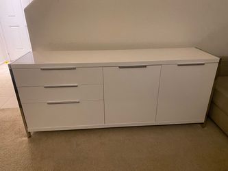 White Modern Sideboard with Drawers and Doors