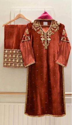 Velvet Formal Suit — Heavy Zardozi Embroidery — $