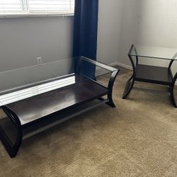 Glass Coffee Table With Matching End Table