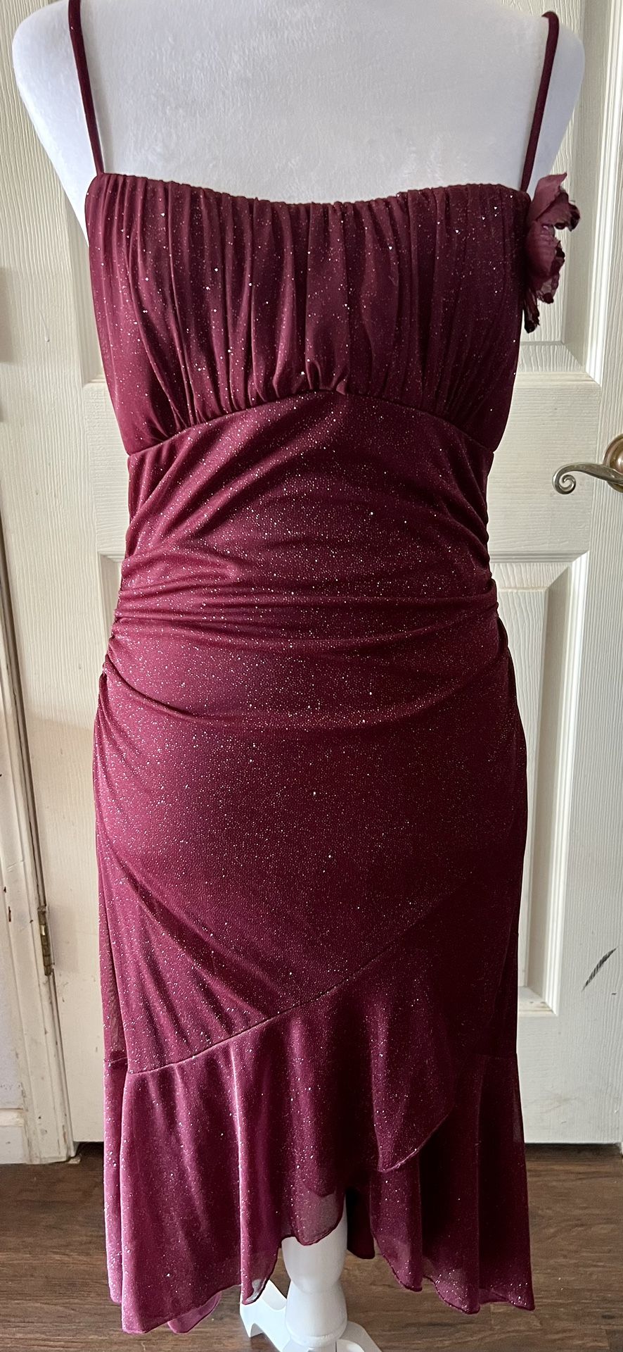 Maroon Glittery Red Dress, Ruby Rox