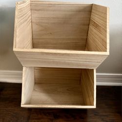 Large Stackable Wood Kids' Storage Bin Light Brown - Pillowfort™