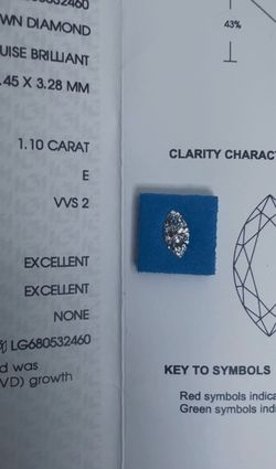 1.10 CT Marquise Lab-Grown Diamond | E Color, VVS2 | IGI Certified