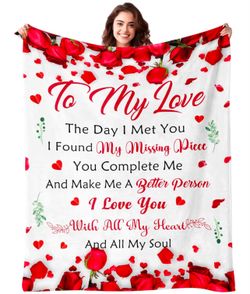 To My Love Blanket 50x60 Romantic Gift for Wife Girlfriend Soft Throw