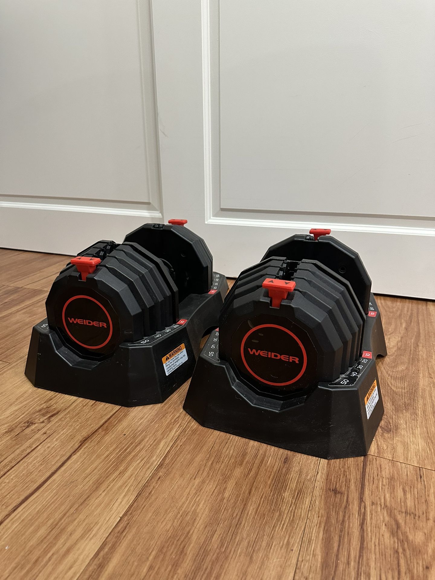 Weider Adjustable Dumbbells - 50lb Pair w/ Storage Rack