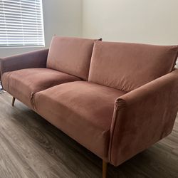Dusty Pink Velvet Couch