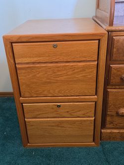 Oak 2 drawer file cabinet