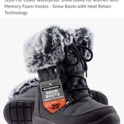 Faux Fur Womens Winter Snow Boots for Women - Dual Style Fur Collor Waterproof Snow Boots for Women with Memory Foam Insoles - Snow Boots with Heat Re