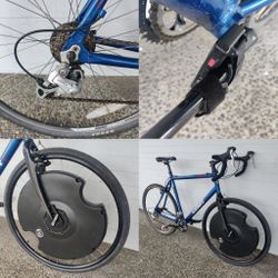 Scattante 28" 700c 18-Speed Carbon Fiber Fork Electric 400w 20mph E-bike Commuter/Road Hybrid Bike - Light 24" 60cm Frame - Dual Shimano Sora Shifters