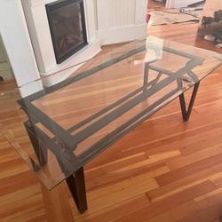 Beveled glass top coffee table