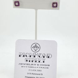 14k gold diamond & ruby earrings