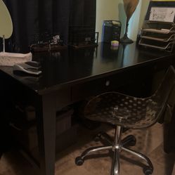 Black Desk & Matching File Cabinet.