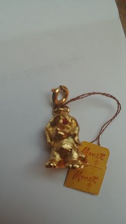 Vintage Monet Pooch Pendant with Ruby Eyes