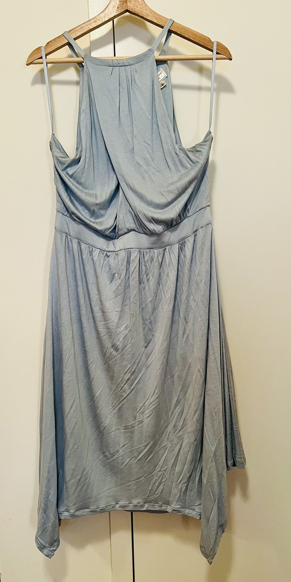 Blue A-line Midi Dress