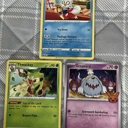Pokémon Card Trio – Greavard, Thwackey & Delibird