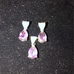Avon Purple Pierced Earrings and Pendant