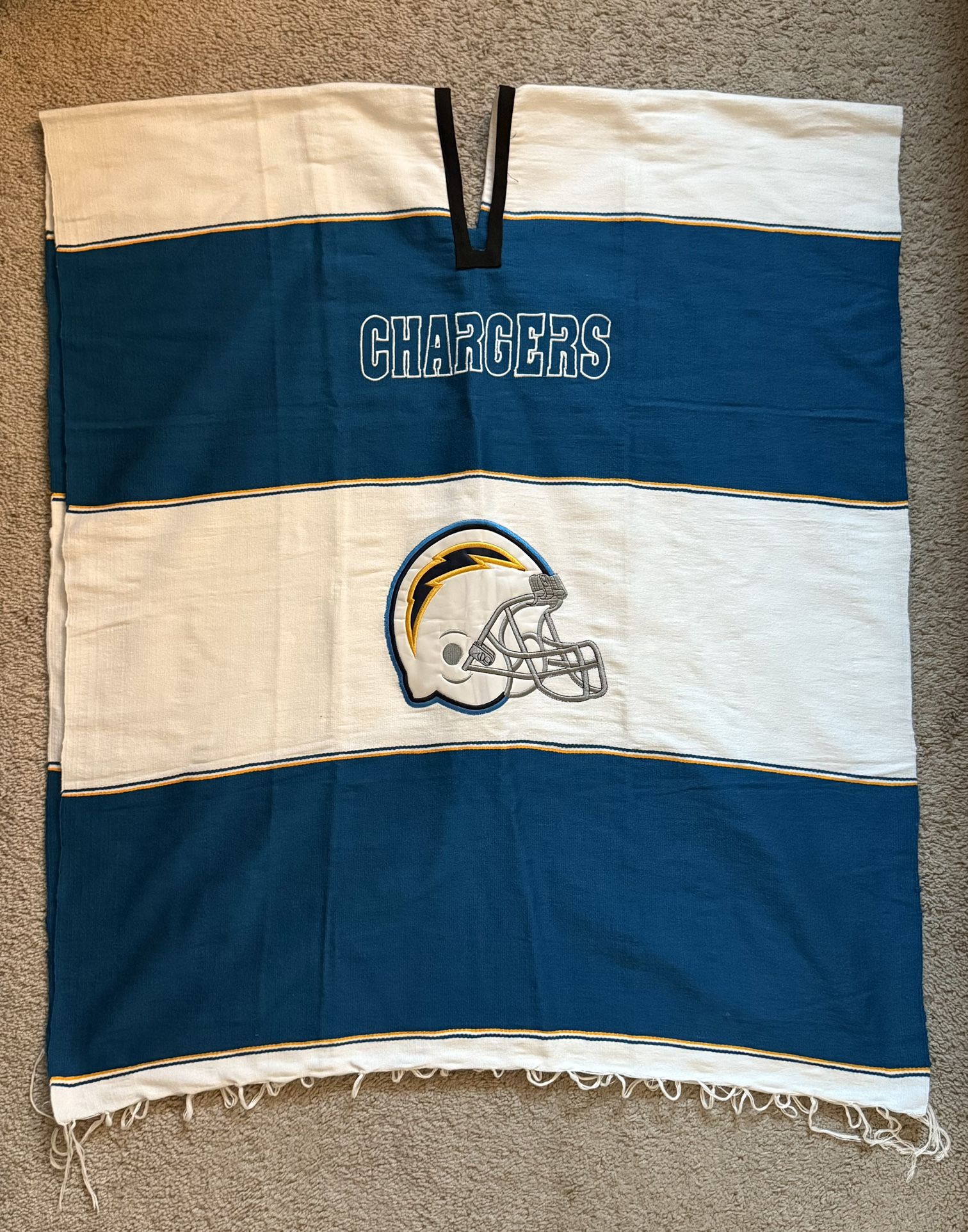 Vintage Chargers Poncho Embroidered NFL Blue Yellow