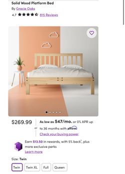NEW: Gracie Oaks Solid Wood Platform Bed - Twin