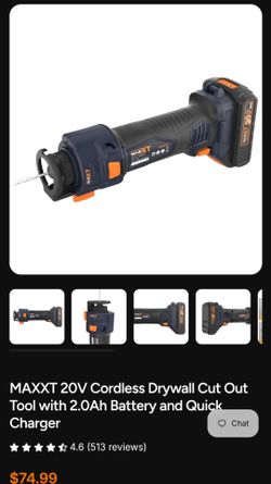 MAXXT 20V Cordless Drywall Cut Out Tool with 2.0Ah Battery and Quick Charger