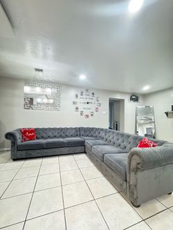Grey sectional couch