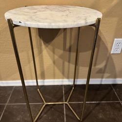Beautiful Marble and Gold Side Table 