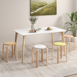 New Costway Set of 4 Colorful Bentwood Stackable Dining Stool Chairs with Round Tops