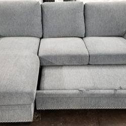 Highend gray Sofa Chaise sectional with a pullot bed